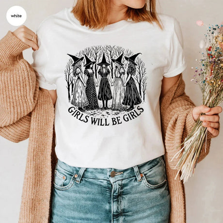 イベント・ハロウィングッズ｜レディース  ハロウィンヴィンテージ魔女柄 Tシャツ（S～3XL）