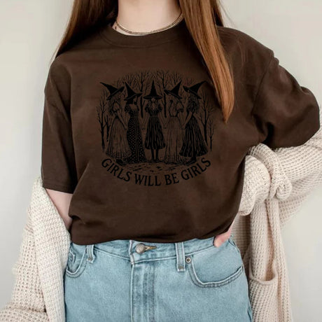 イベント・ハロウィングッズ｜レディース  ハロウィンヴィンテージ魔女柄 Tシャツ（S～3XL）