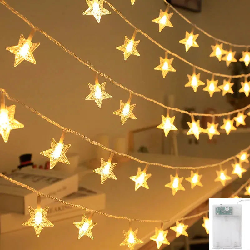 イベント・クリスマス装飾｜LEDスターライトストリング 電池式 1.5m/3m