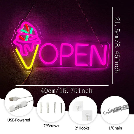 アイスクリームOPEN　LEDネオンサイン