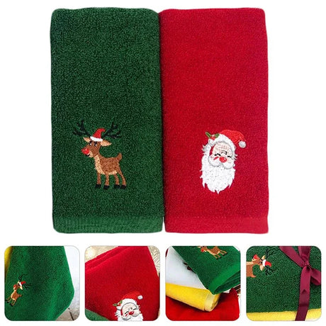 | クリスマスグッズ・ノベルティ用品 | クリスマス柄刺しゅうフェイスタオル| 32x 45c