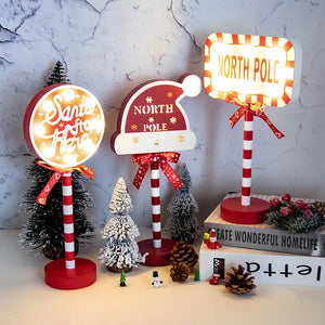 【 LEDライト】クリスマスデコレーション 木製ストリートサイン風 ライト
