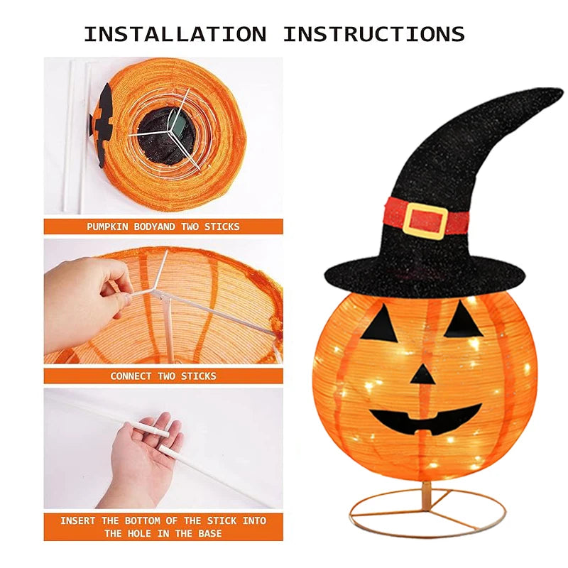 イベント・ハロウィングッズ｜LED付き折りたたみパンプキン飾り