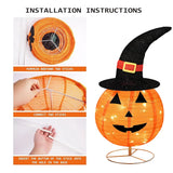 イベント・ハロウィングッズ｜LED付き折りたたみパンプキン飾り