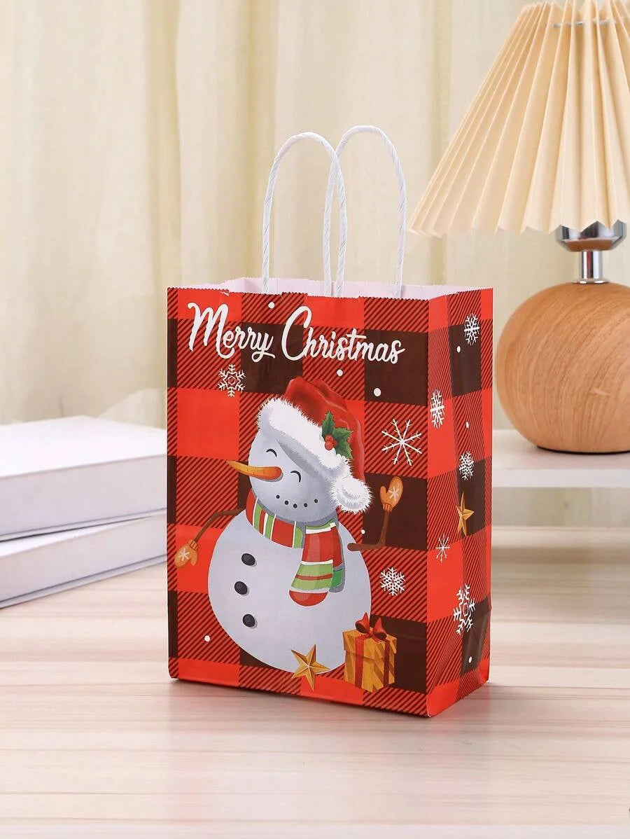 イベント・クリスマス装飾｜紙製サンタ＆雪だるま柄ギフトバッグ(1枚～24枚入)