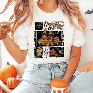 イベント・ハロウィングッズ｜レディース カジュアル パンプキン柄 Tシャツ（M～3XL）