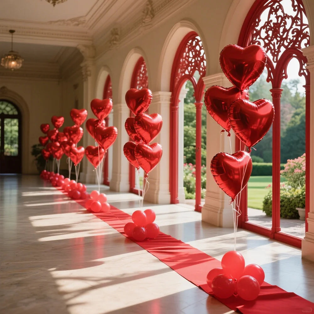 赤いハート型ホイルバルーン 5/10/20個セット