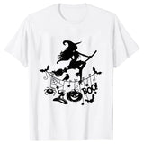 イベント・ハロウィングッズ｜レディース ハロウィン魔女柄Tシャツ (S～XXL)