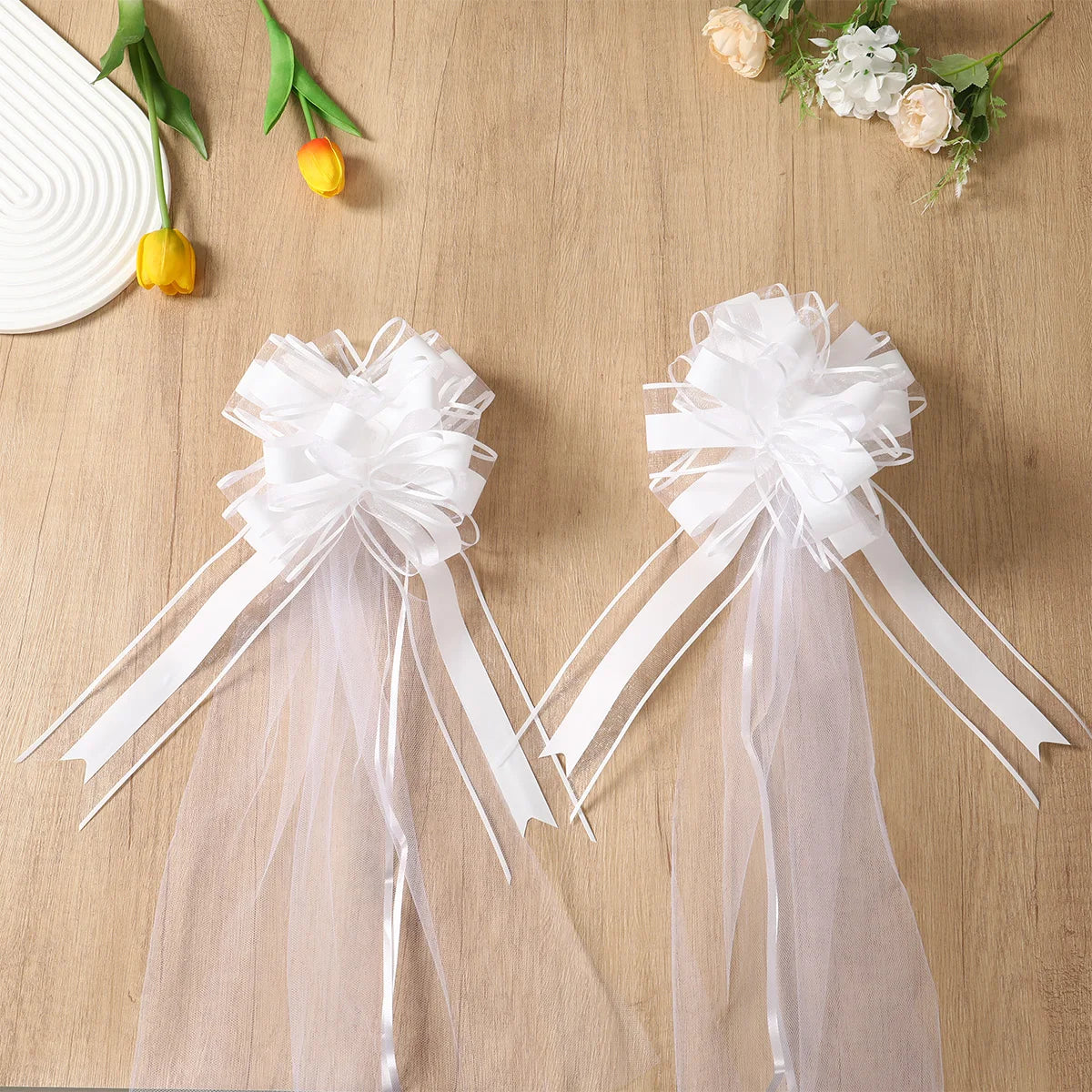 結婚式用ベンチリボン 5個セット チュール装飾
