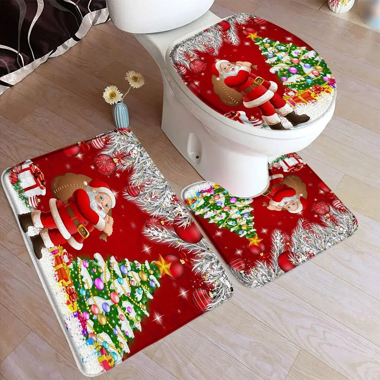 バスマット＆トイレフタカバー＆トイレ用マット（３点セット）