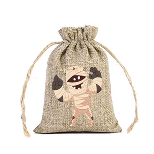 イベント・ハロウィングッズ｜ハロウィン柄リネン巾着キャンディバッグセット