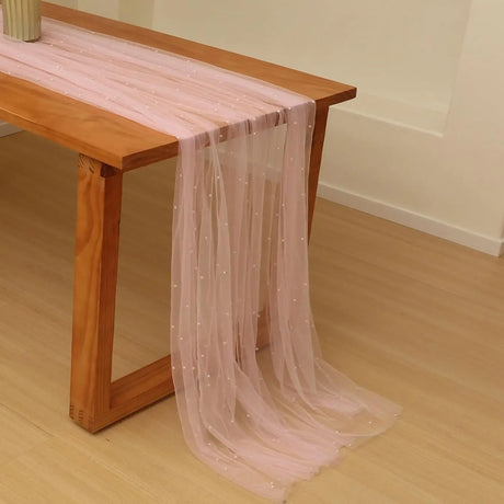 ホワイトパールレーステーブルランナー 75x300CM