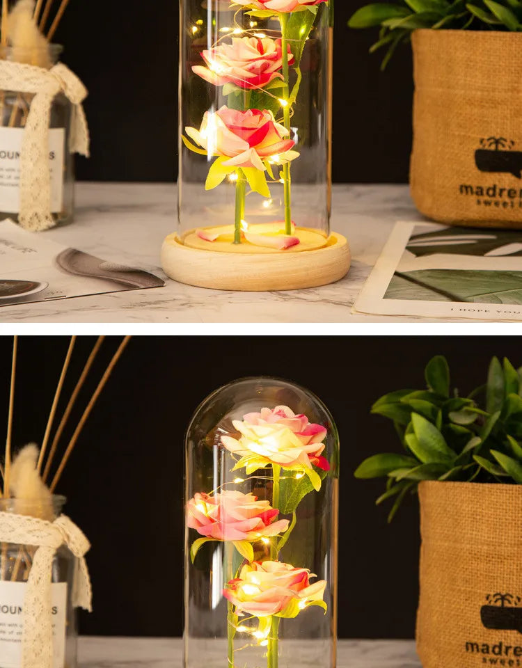 ライトアップガラスドームローズギフト