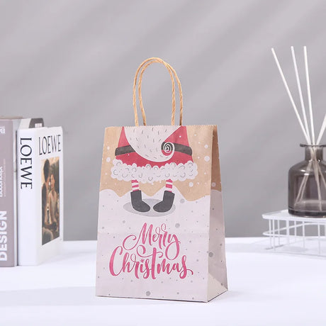 イベント・クリスマス装飾｜キュートなサンタさんイラスト紙製ギフトバッグセット (10個)