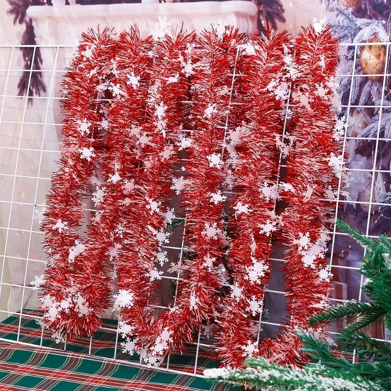 イベント・クリスマス装飾｜レッドスノーフレーク リボンガーランド