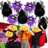 イベント・ハロウィン装飾｜スパイダーアルミホイルバルーンセット(8個)