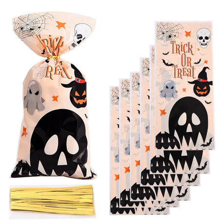 イベント・ハロウィングッズ｜クモの巣柄 セロハンギフトバッグ 50個