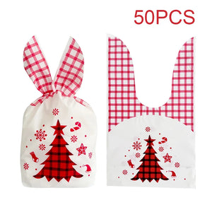 イベント・クリスマス装飾｜ウサギ型ビニール製ギフトバッグセット (50個)