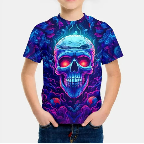 イベント・ハロウィングッズ｜スカルプリント半袖Tシャツ（110c～160c）