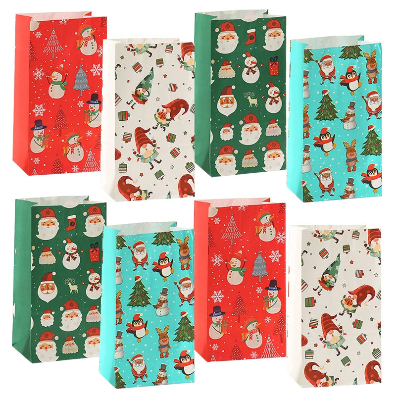イベント・クリスマス装飾｜クリスマス柄紙製バッグセット(8個)