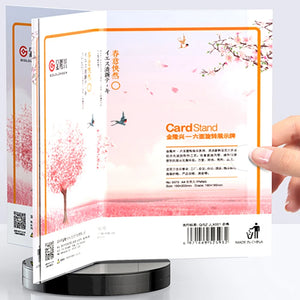 三角柱型POP｜360度回転アクリルメニュースタンド
