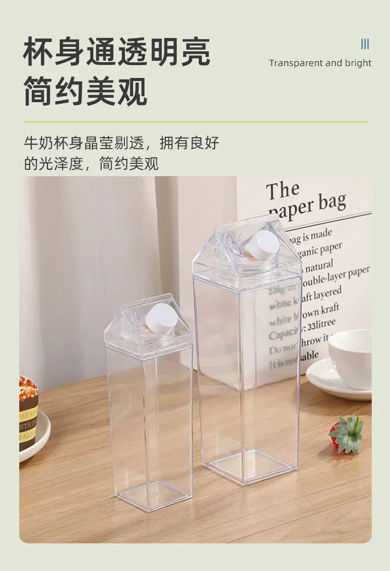 |イベント・ノベルティ用品 | 透明ミルクカートン型ウォーターボトル | 500ml/1000ml