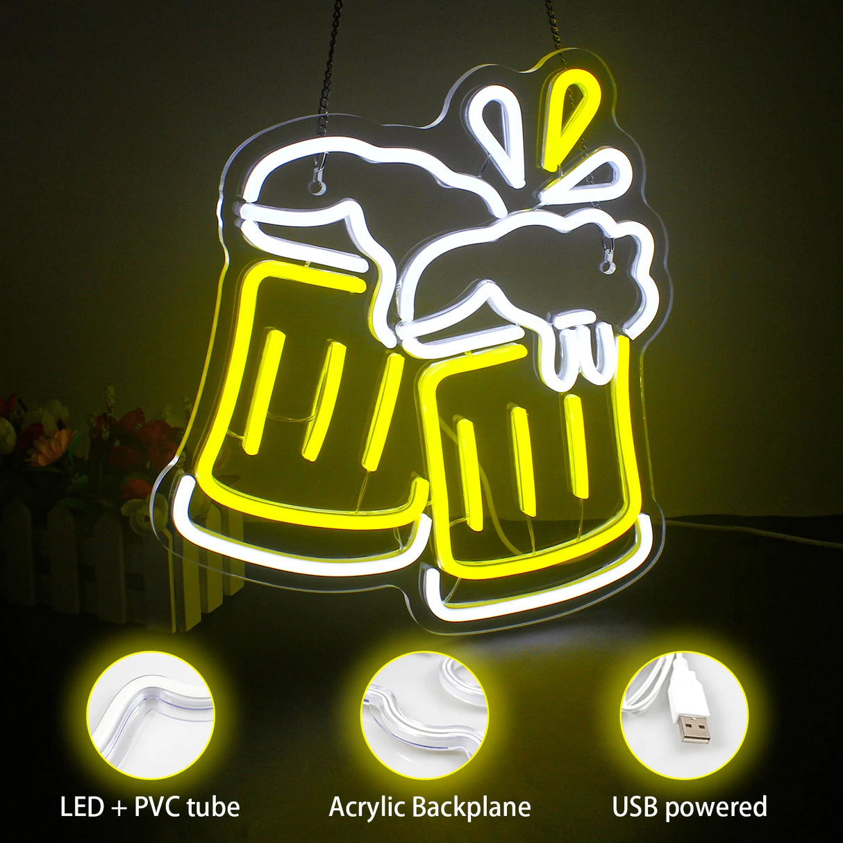 Bar／OPEN／Beer／Cheers／Cacktails　LEDネオンサイン（ネオン看板）
