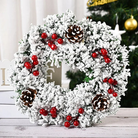 イベント・クリスマス装飾｜赤いリース ゴールド窓壁飾り