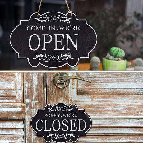【防水・耐久】木製リバーシブル看板（OPEN/CLOSED）