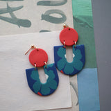 アールデコ風花柄ポリマークレイイヤリングセット