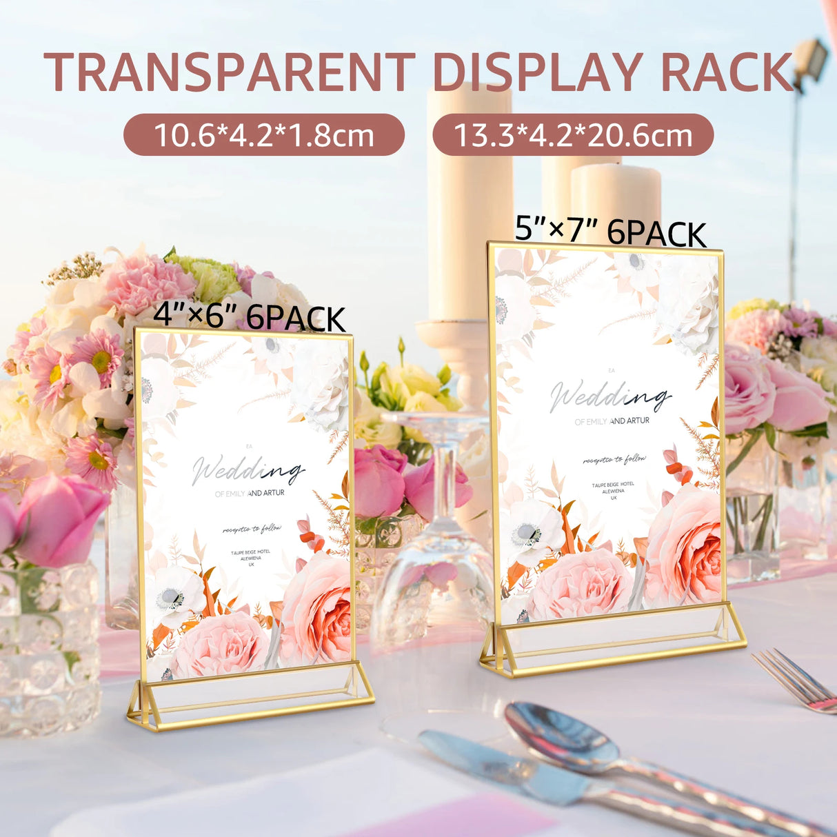イベント・結婚式装飾｜アクリルサインホルダー ゴールド縁