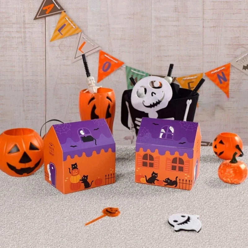 イベント・ハロウィングッズ｜カラフル スモールハウス キャンディボックス 8個セット