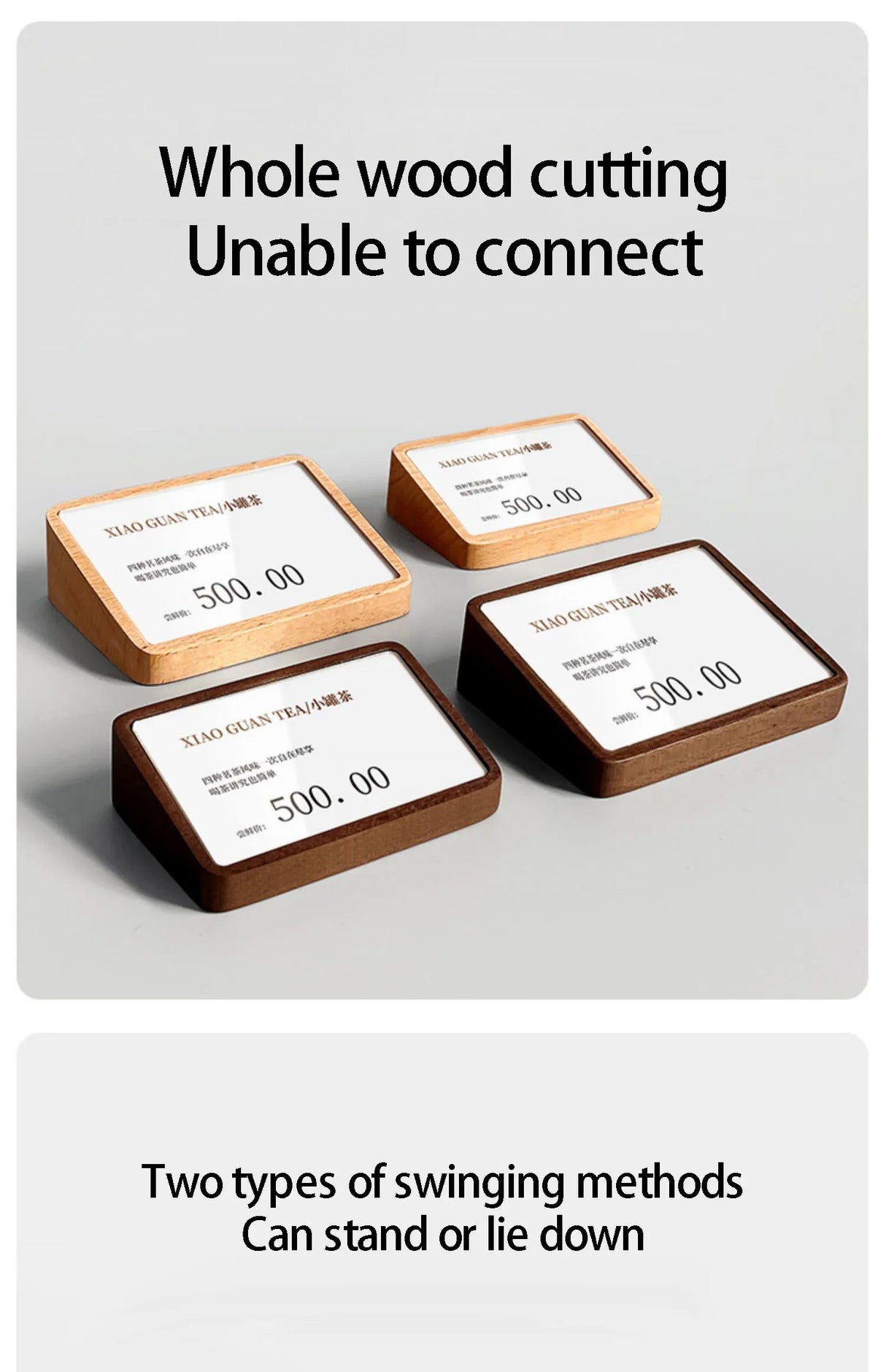 無垢材テーブルカードホルダー・縦型プライスボード