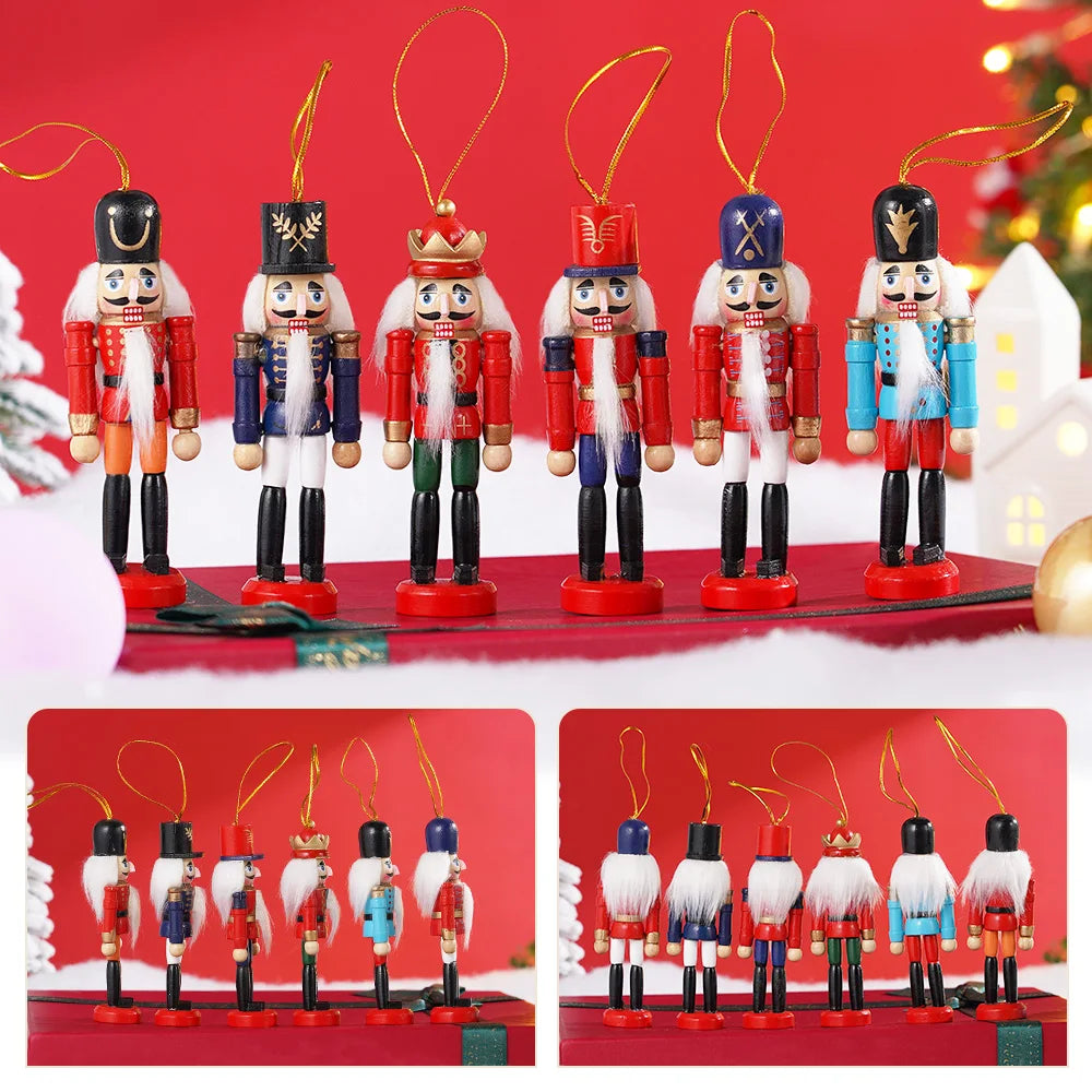 イベント・クリスマス装飾｜木製くるみ割り人形ペンダント6個セット