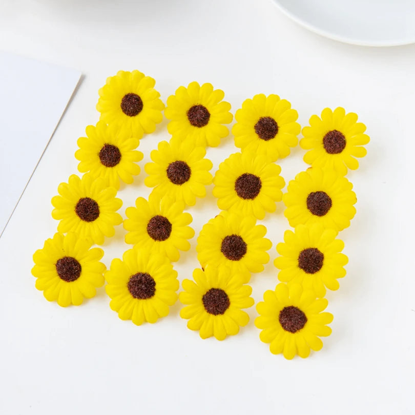 人工ひまわり 単頭タイプ 4cm／50個・100個セット【シルク製】DIY・装飾・イベント用