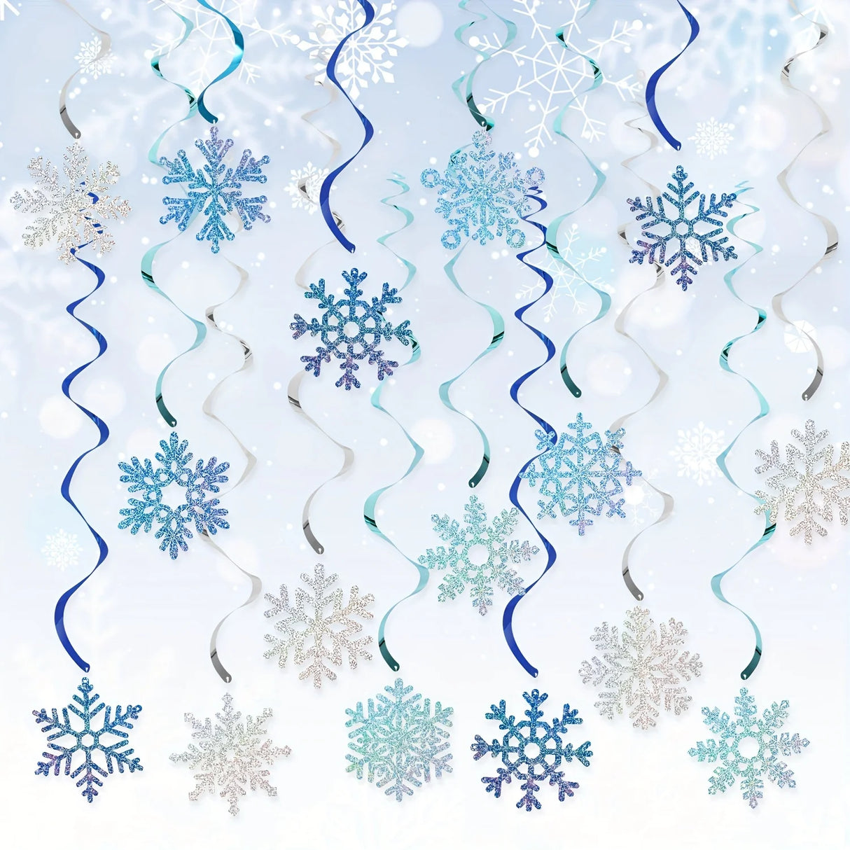 イベント・クリスマス装飾｜青銀雪結晶装飾24個セット