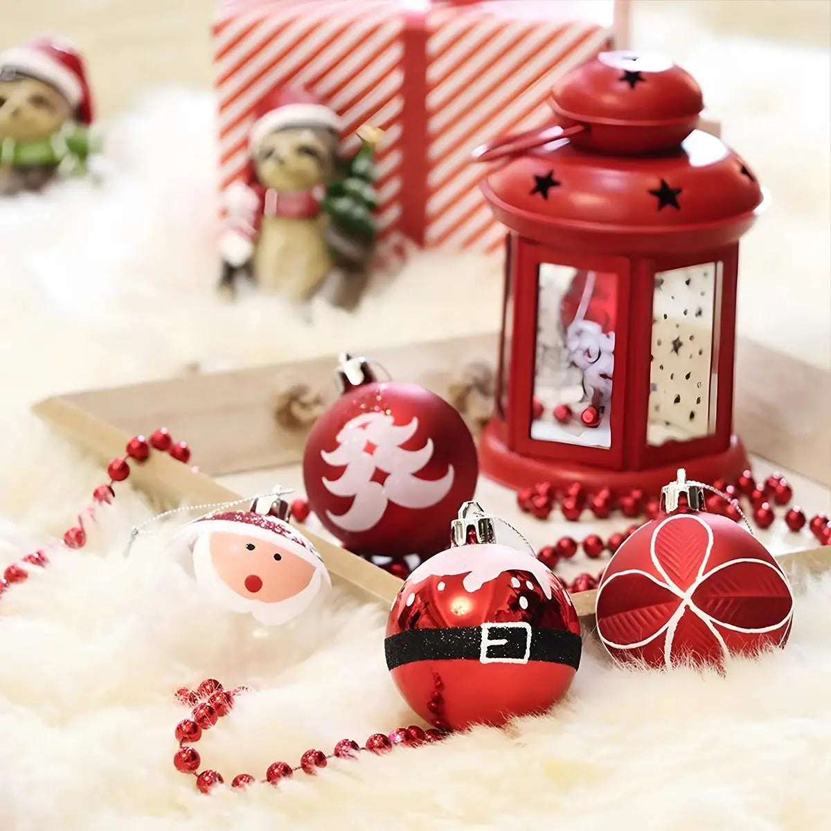 イベント・クリスマス装飾｜6cm赤緑ツリーボール9個セット