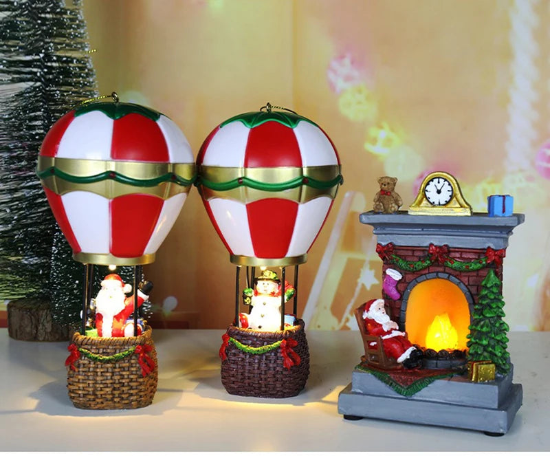 イベント・パーティー装飾｜クリスマスLED光るオーナメント サンタ＆スノーマン