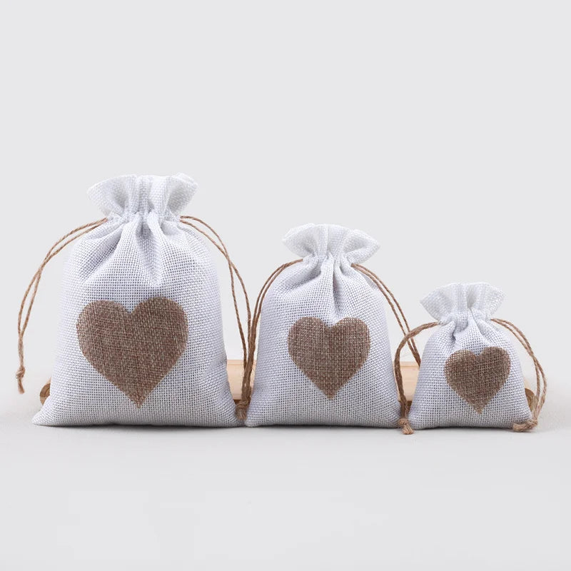 |イベント・ノベルティ用品 |  麻袋きんちゃく ハート付き 100個セット