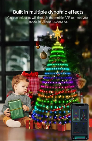 地引テスト用2.1M Smart Lighted RGB Christmas Tree APP & Remote Control Star Topper Outdoor DIY APP Controlled Lighted Christmas Tree Light