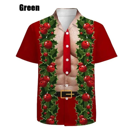 イベント・クリスマスグッズ｜ メンズ用 ユニーククリスマス柄プリントシャツ(XS～6XL)