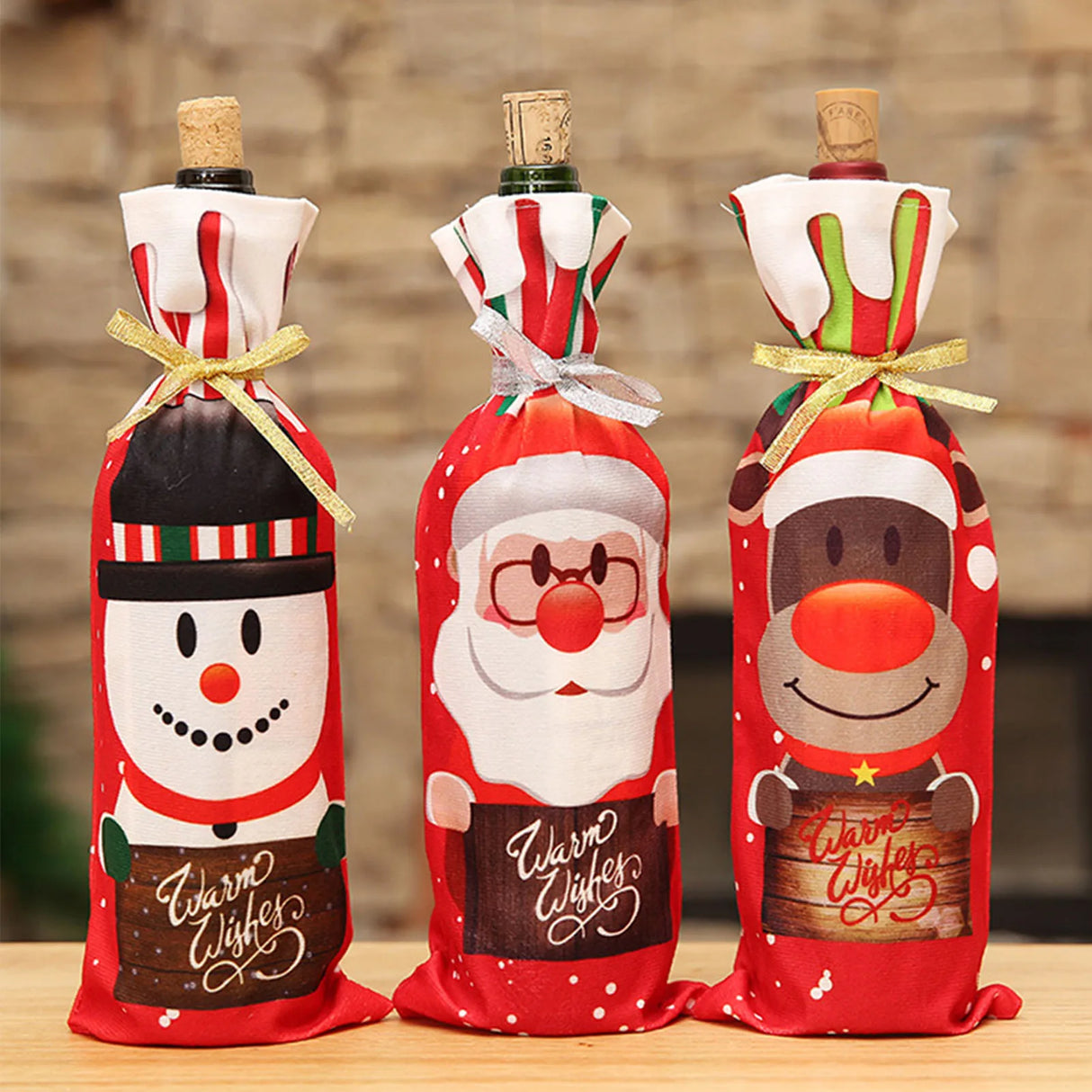 イベント・クリスマス装飾｜ギフト用ワインボトルカバー サンタ＆雪だるま