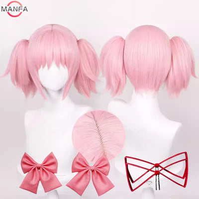 【イベント・ハロウィングッズ】鹿目まどか風コスプレ用 耐熱性ウィッグ ピンク(30cm)｜誉PRINTING