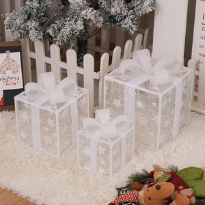 イベント・クリスマス装飾｜ライト付きクリスマスギフトボックス(3個セット)