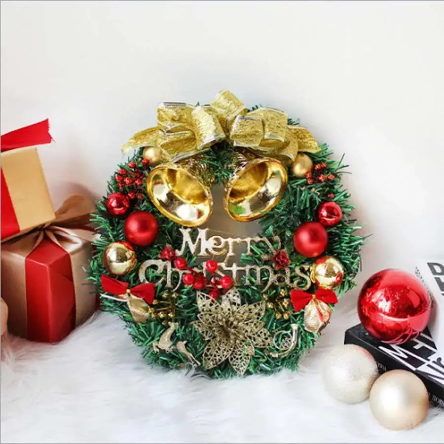 イベント・クリスマス装飾｜赤いリース ゴールド窓壁飾り