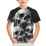 イベント・ハロウィングッズ｜スカルプリント半袖Tシャツ（110c～160c）