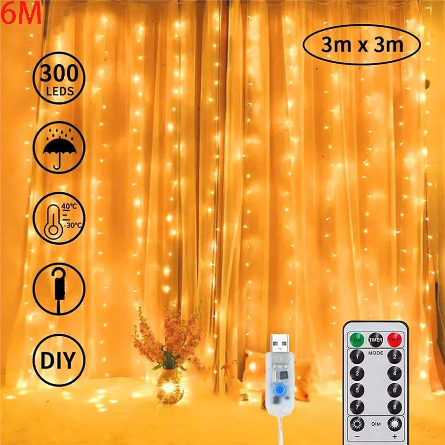 イベント・クリスマス装飾｜LEDカーテンライト USB接続(幅3M/6M)
