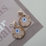 アールデコ風花柄ポリマークレイイヤリングセット