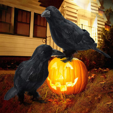 イベント・ハロウィングッズ｜リアルな黒いカラスのオーナメント6個セット