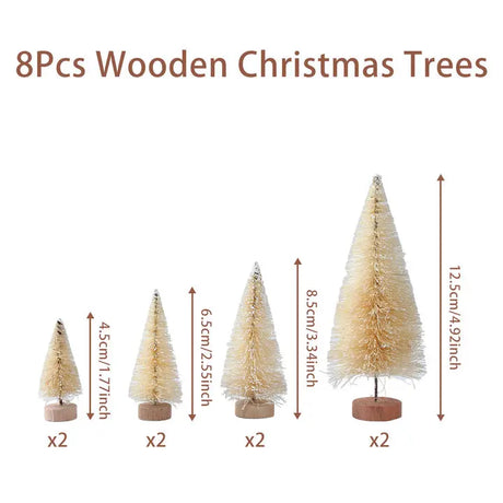 人工ミニ木製クリスマスツリー・ブルーグリーン・ホワイトゴールドタワー・パイン